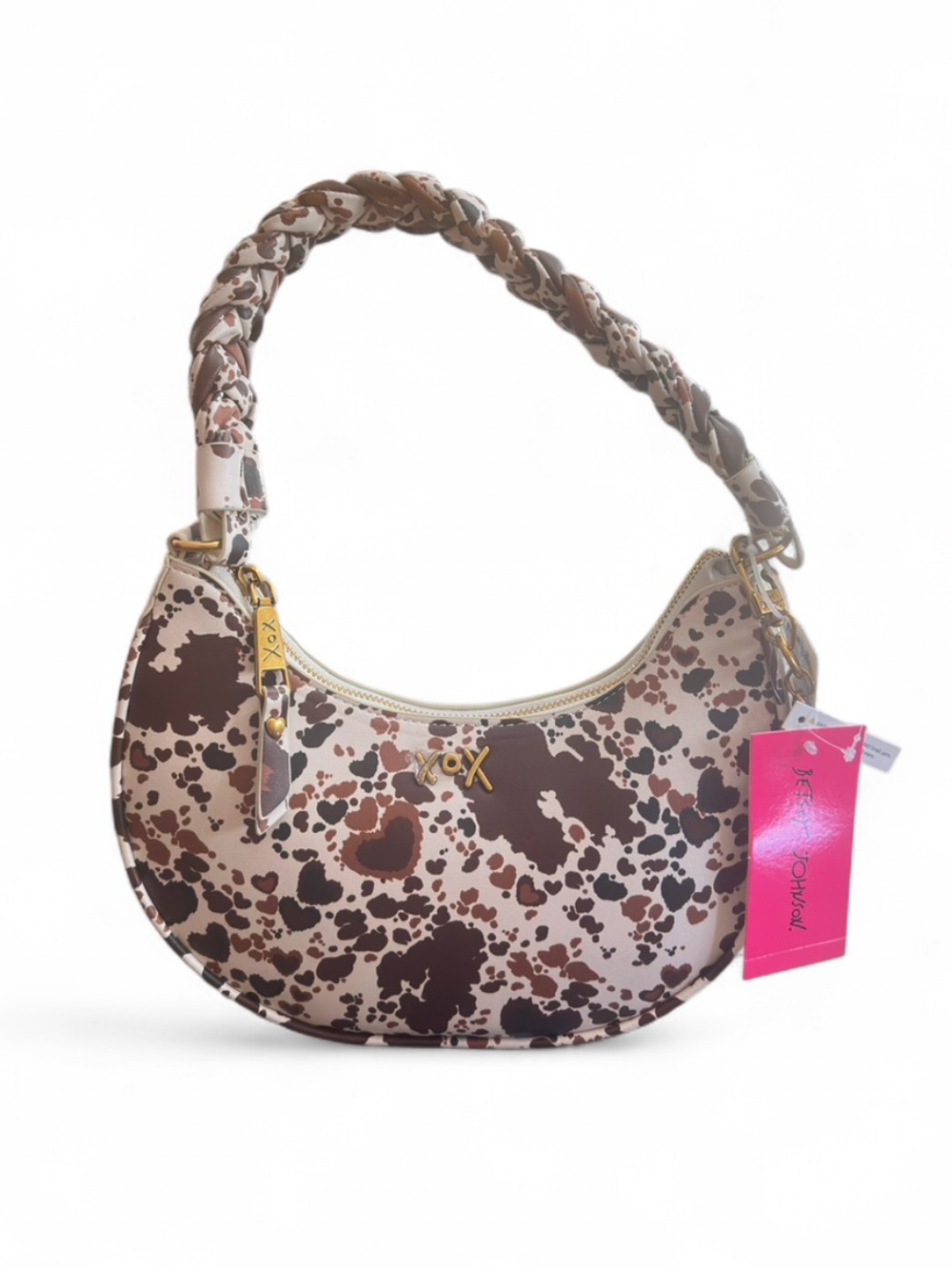 NWT Crescent Animal Print Shoulder Bag, Braided Strap - Picture 3 of 6